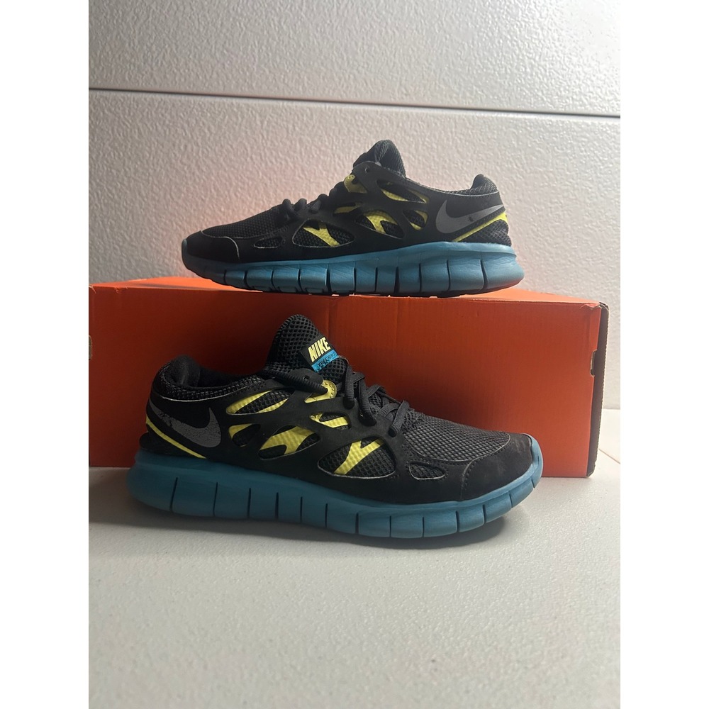 Nike Free Run 2 Black Yellow Blue Women Size 8 #2956